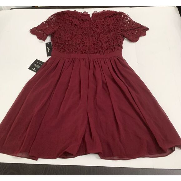 Lulus NWT Burgundy Lace Detail Dress - Picture 9 of 14